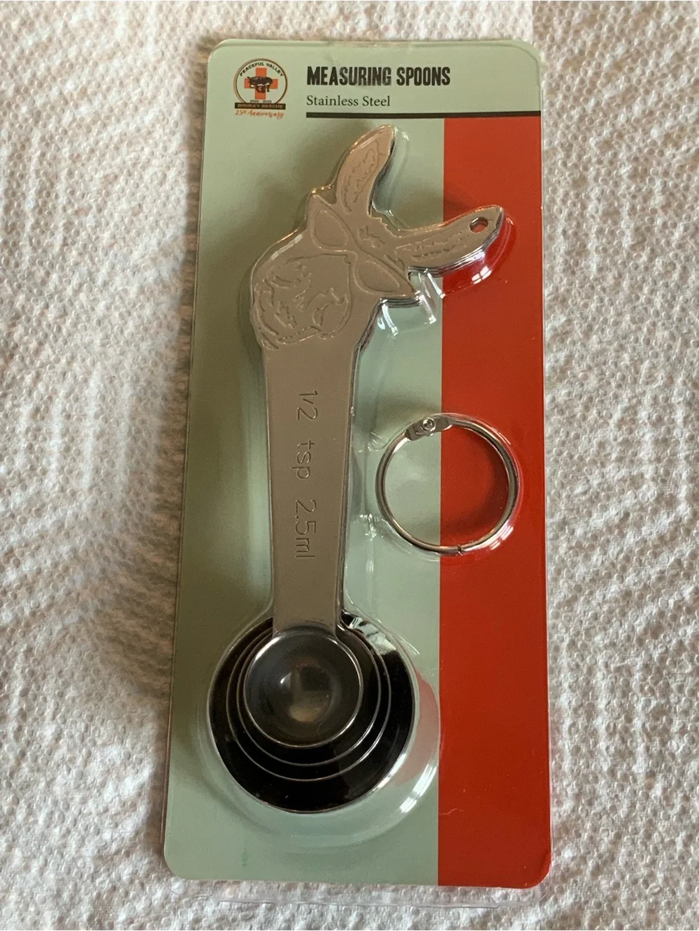 NEW Peaceful Valley Donkey Rescue Measuring Spoons Stainless Steel